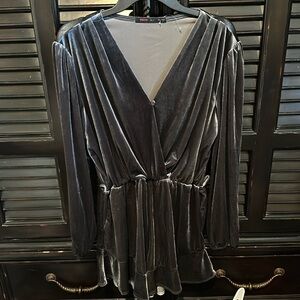 Blue-Grey Velvet Romper